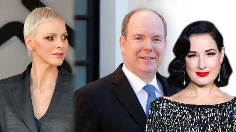 Charlène de Monaco loin, Prince Albert flirte avec Dita Von Teese